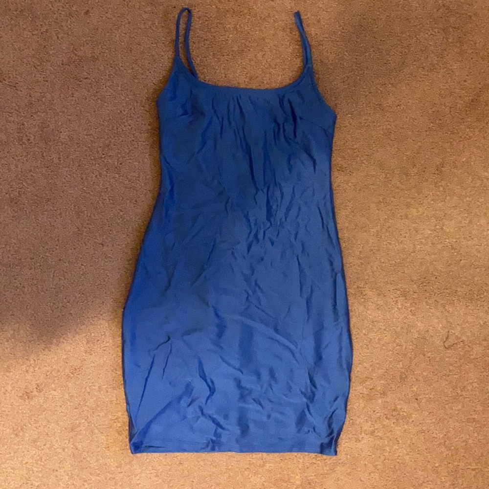 bright blue slinky bodycon dress forever 21